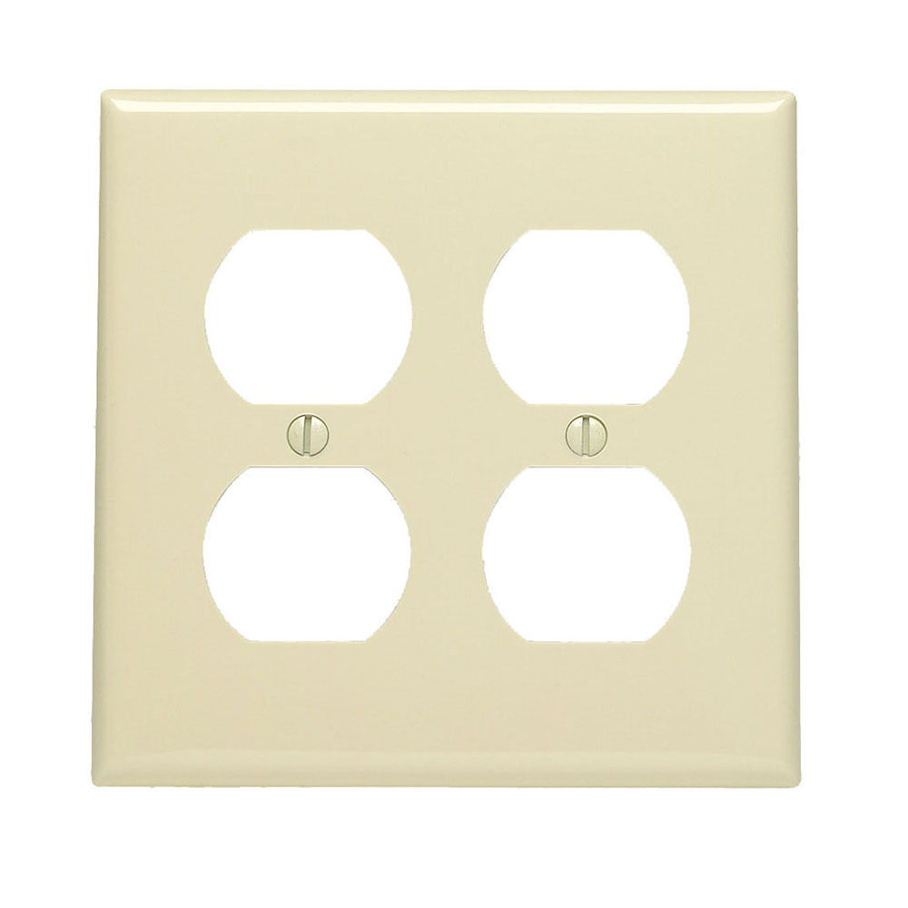 80716-I Standard Size Traditional Wall Plate, 2 Gangs, 4.562 in W x 4.5 in H, Thermoplastic, Ivory