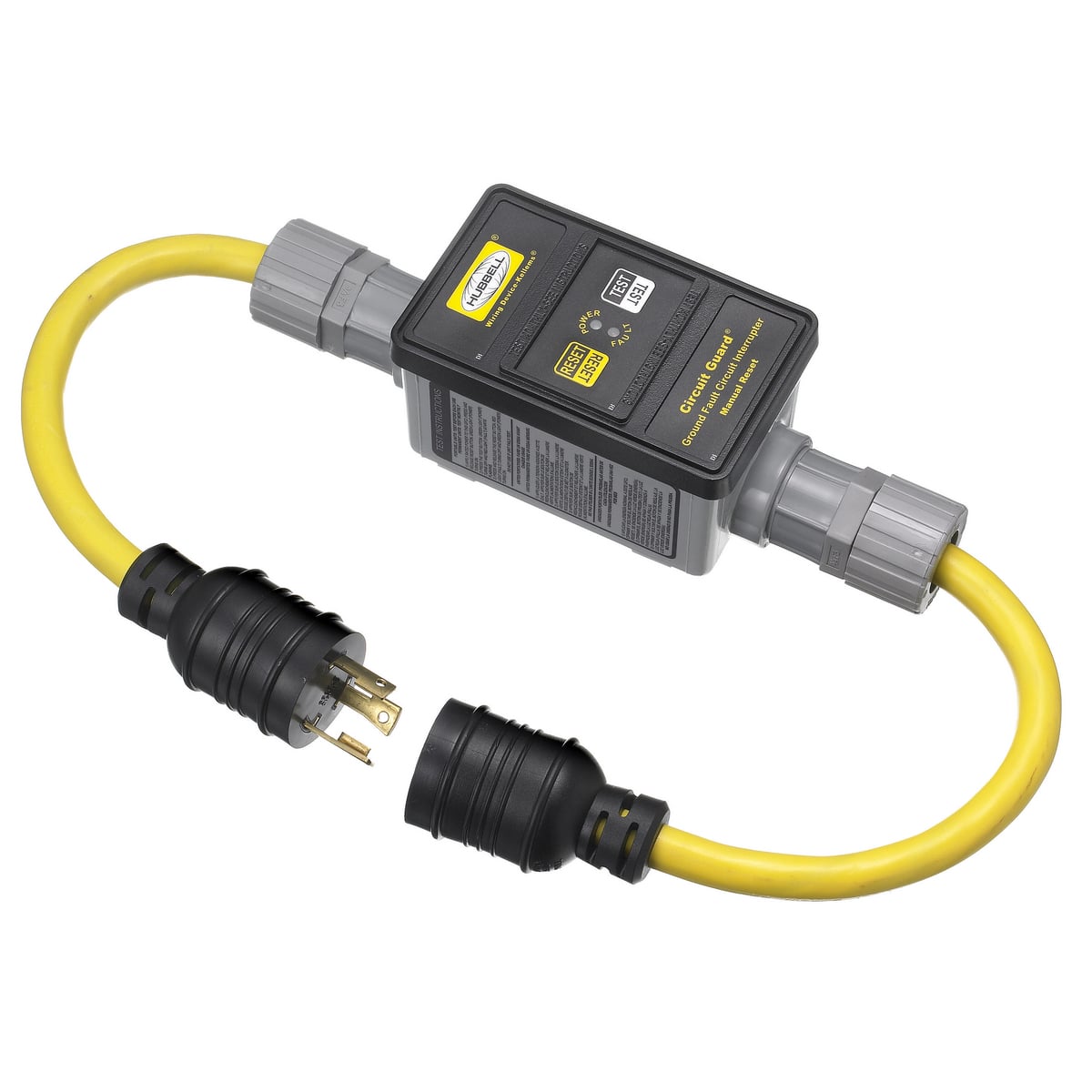 GFPIL30250LKM Auto Set Extra Heavy Duty Fabricated Locking Manual Reset Portable Gfci Line Cord, (3) Conductors 10 AWG Conductor Copper Conductor, 2 ft L, 250 VAC