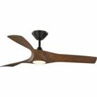 Enjoy a beautiful ceiling fan at a fantastic price with the Ryne Collection 52-Inch 3-Blade Woodgrain LED Transitional Indoor/Outdoor Ceiling Fan. Three slightly curved ABS blades are coated in a handsome woodgrain that will complement a variety of living areas. The blades are resistant to warping from environmental conditions and offer a long product lifespan. The fan's downrod and canopy are coated in an architectural bronze finish to complete the transitional design. A 6-speed full-function remote control with batteries is included so you can adjust full-range dimming and fan speed without breaking a sweat.