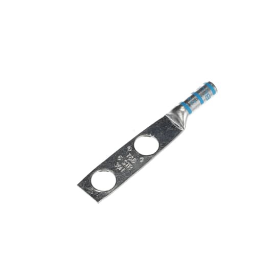 256-30695-1158 Color-Keyed 2-Hole Non-Insulated Compression Lug, 6 AWG Copper Conductor, Die Code: 24, 3/8 in Stud, Copper