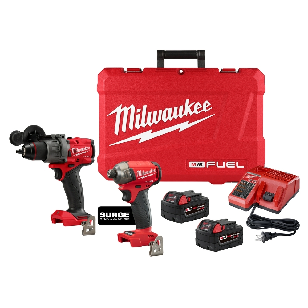 3699-22 M18 2-Tool Combination Kit, Tools: Hammer Drill/Hex Hydraulic Driver, 18 V DC, 5.0 Ah Battery Li-Ion Battery