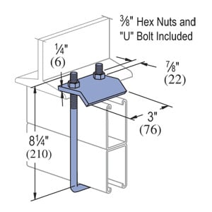 UNISTRUT BEAM CLAMP, 3"x 8-5/8"x 2-1/4", EG
