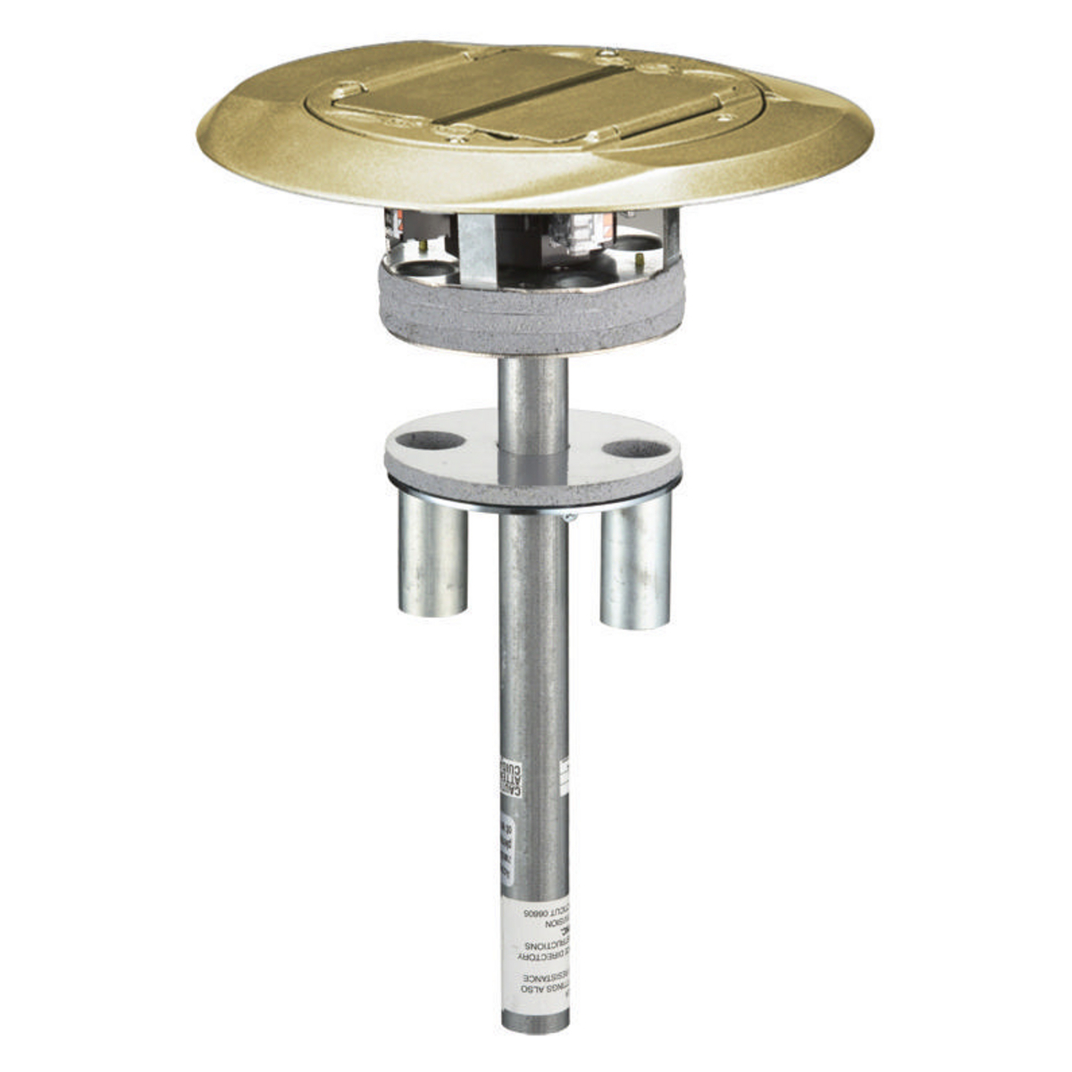 S1PT4X4BRS 1-Piece Flush Standard Sized Poke-Through Assembled Unit, 4 in Hole, 1 Gangs, 8 in Dia x 0.55 in THK Cover, 300 lb Capacity, Composite