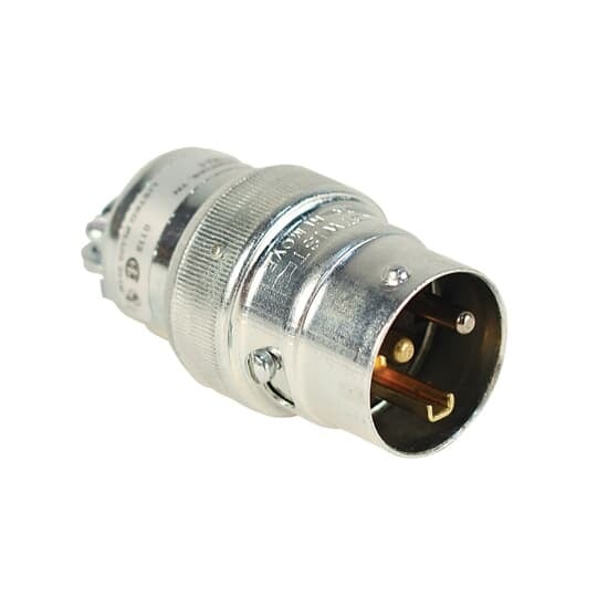 8713U1 Russellstoll DuraTite Ever-Lok Female Midget Clamp Locking Plug, 125 V AC, 20 A, 2 Poles, 3 Wires