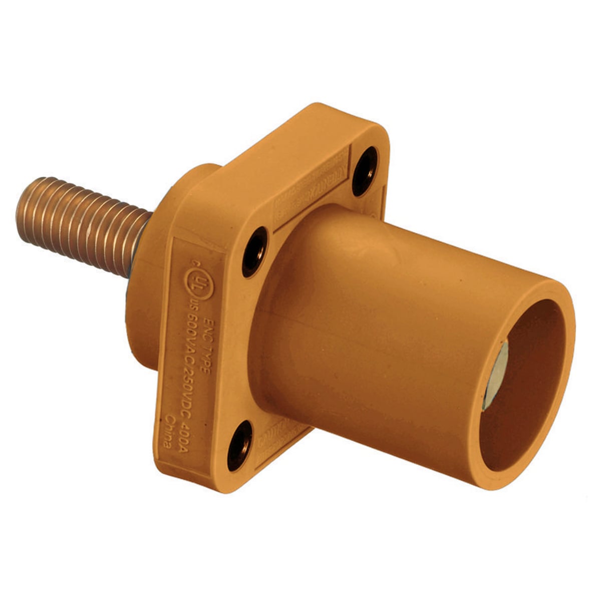 HBLMRSO 16 Series 1-Pole Flanged Heavy Duty Industrial Grade Male Standard Single Pole Receptacle, 600 V AC/250 V DC, 400 A, 4 to 4/0 AWG Wire, Screw Terminal Connection, 3R/4X/12 NEMA Rating