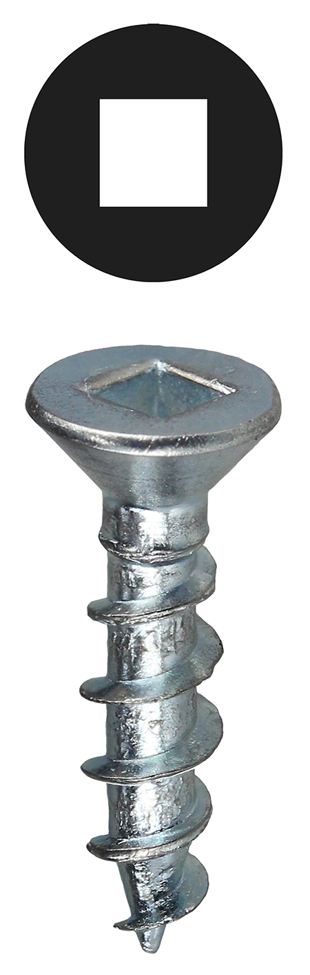 DDFW10112 Wood Screw, #10, 1-1/2 in OAL, Flat Head, Steel, Square Drive, Zinc Plated