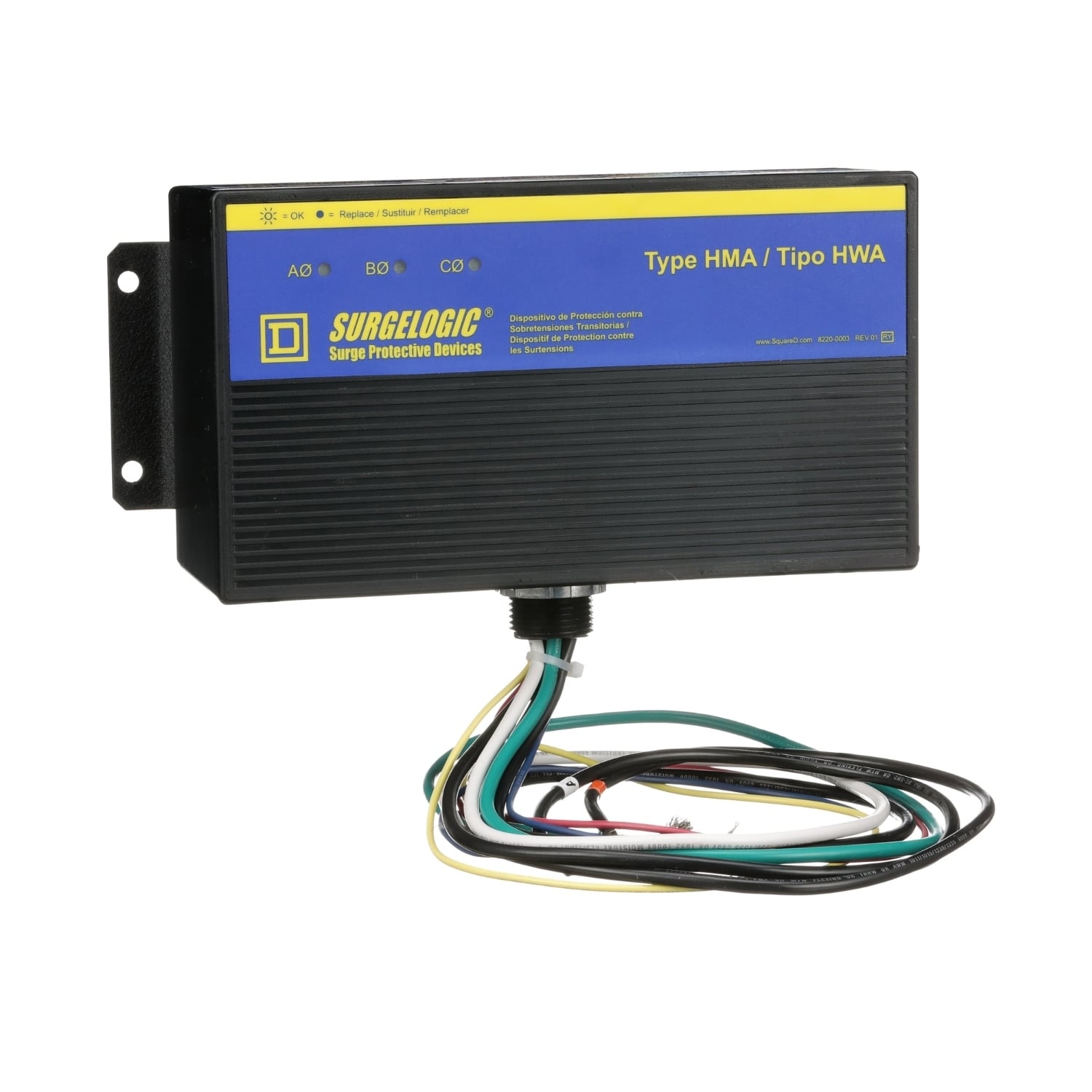 TVS4HWA10X Surgelogic HWA Non-Metallic Surge Protective Device, 277Y/480 V AC, 2 Poles, 100 kA SCCR, 3 Phase
