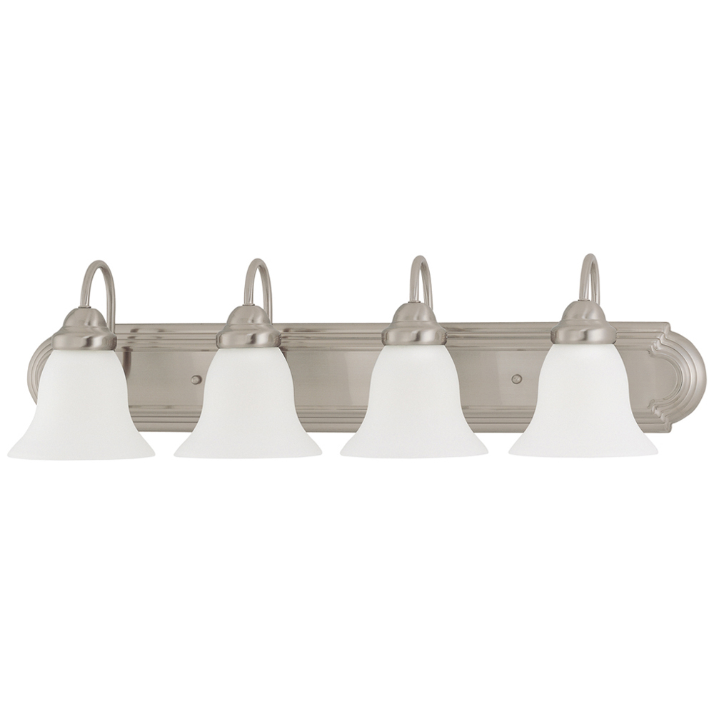 60-3281 Ballerina Traditional Vanity Light Fixture, (4) A19 Lamp, 120 V AC, Brushed Nickel Housing