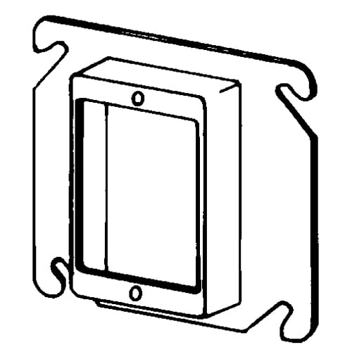 8468 Raised Square Box Cover, 4 in L x 4 in W x 3/4 in D, Switch Cover, Steel