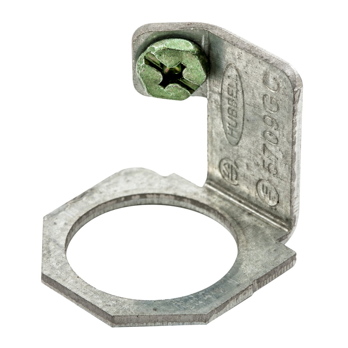 HBL5709GC Standard Grounding Clamp, For Use With Combination HBL500, HBL750 Series Metal Raceways, Roll Formed Steel, Metallic