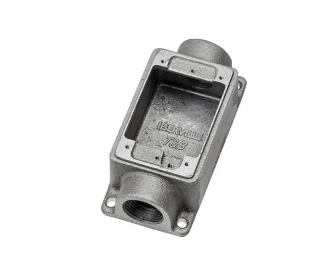 CIFSC-1G-3/4 Iberville Type FSC Weatherproof Shallow Style Device Box, Cast Aluminum, 14 cu-in Capacity, 1 Gangs, 2 Outlets, 1 Knockouts, 4-5/16 in L x 2-13/16 in W x 1-7/8 in D