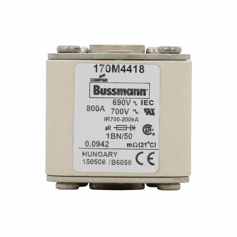 170M4418 Semi-Conductor High Speed Fuse, 800 A, 690/700 V, 200 kA Interrupt, Class: AR, Square Body