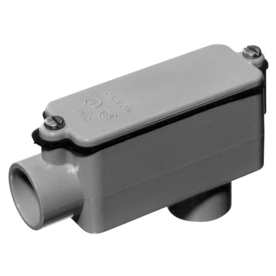 E986J Carlon Type LB Non-Metallic Conduit Body, 2 in Hub, 63 cu-in Capacity, PVC