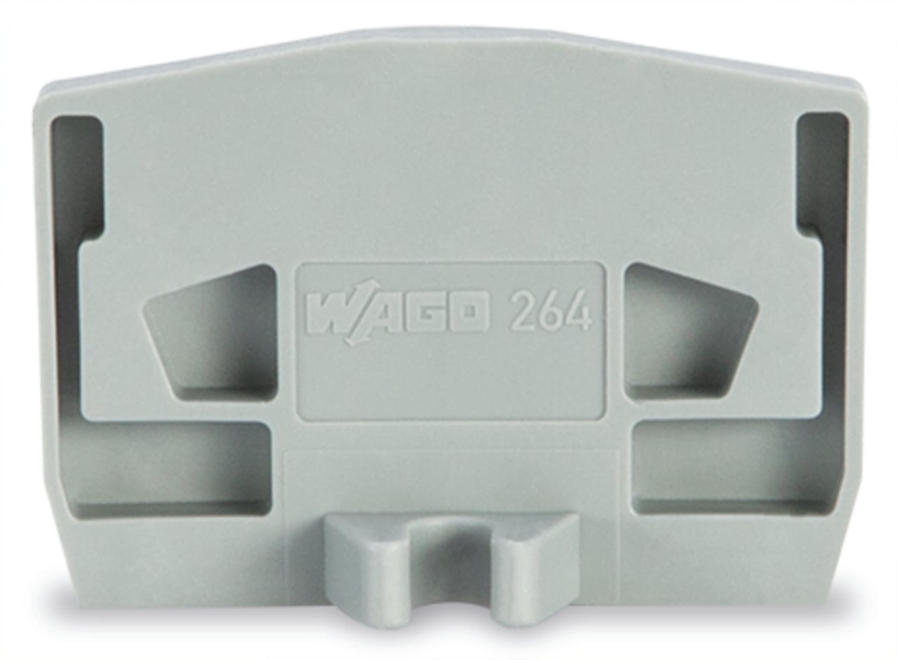 264-361 End Plate With Fixing Flange, For Use With 264 Series Standard Chassis Mount Terminal Block, Gray