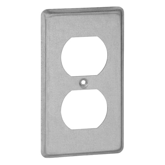 58-C-7 Steel City Utility Outlet Box Cover With Duplex Flush Receptacle, 4 in L x 2-1/8 in W, Steel