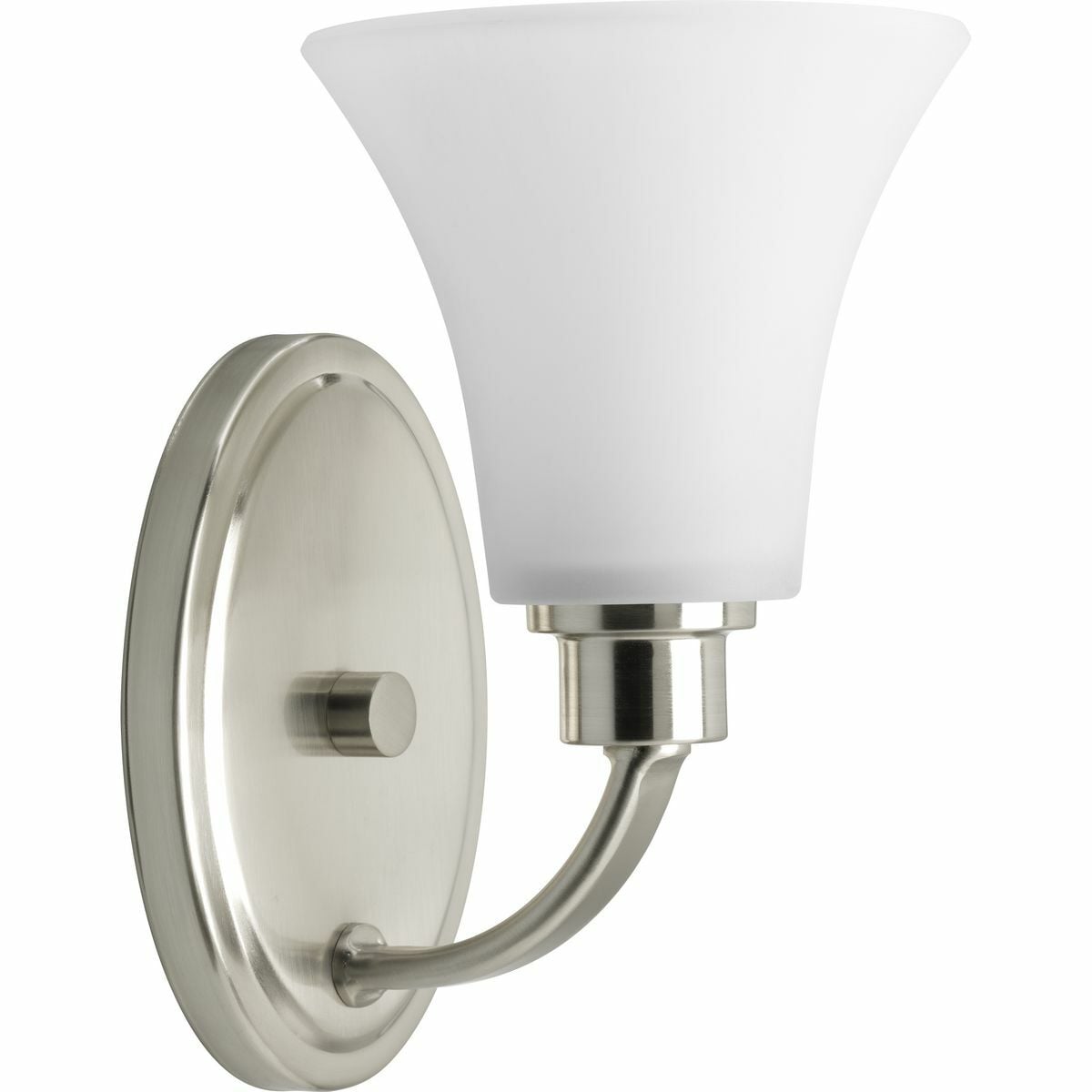 P2000-09 Joy Contemporary/Soft/Transitional Bath and Vanity Light, (1) A19 Lamp, 120 V AC, Brushed Nickel Plated Housing