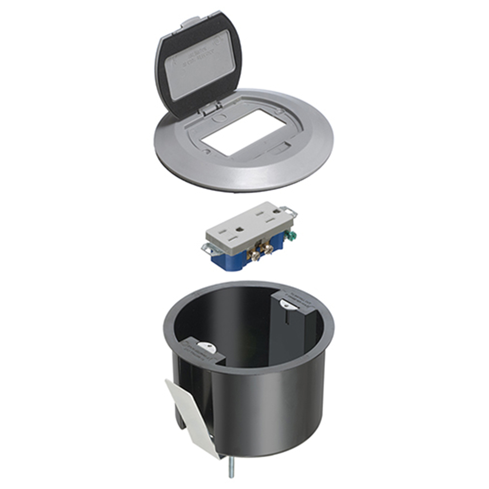 FLBR6500GY 1-Piece Floor Box Kit, Plastic/Steel