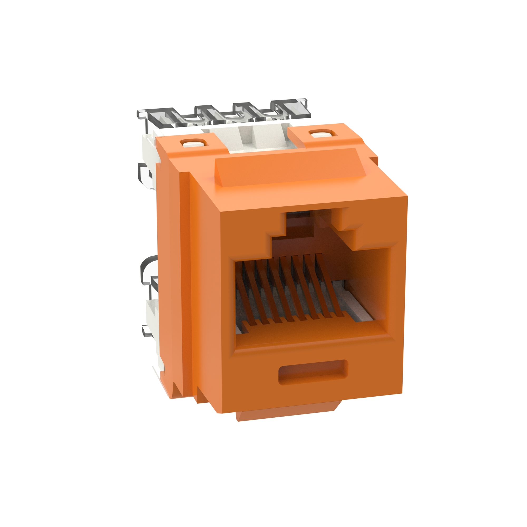NK688MOR NetKey TX6 Plus 1-Slot 8-Position 8-Wire Punchdown Unshielded Keystone Jack Module, Cat 6/Keystone/Mini-Com Module, Surface Mount, 1 Port, ABS/Polycarbonate, Orange