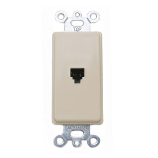 40649-I Decora Type 625 Commercial Grade Telephone/Video Modular Jack, Fastened Mount, Ivory