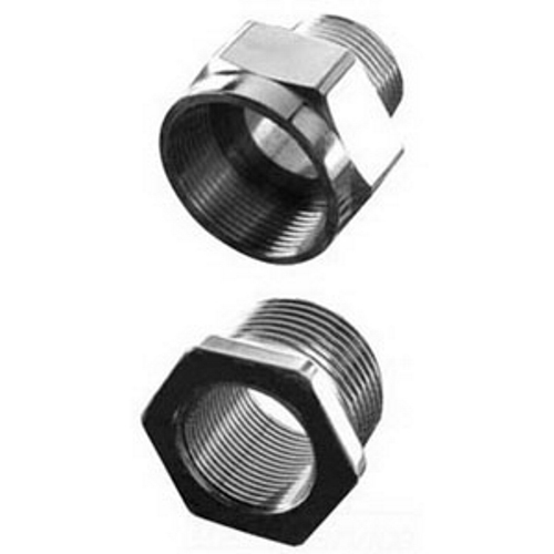 737DM7T65 Threaded Cable Gland Reducer, 2 in Interior Thread, M63 Exterior Thread, -60 to 100 deg C Operating, Brass, Nickel Plated