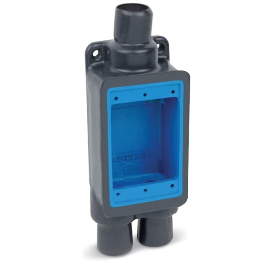FDCC2-G Ocal Type FDCC Deep Style Feed-Through Device Box, Iron, 1 Gang, 3 Outlets, 3 Knockouts