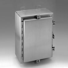 Eaton B-Line series wall mounted panel enclosure, 48" height, 16" length, 36" width, NEMA 4X, Hinged cover, 4XSS6 enclosure, Wall mount, Medium single door, External mounting feet, 316 stainless steel, Seamless poured in-place gasket
