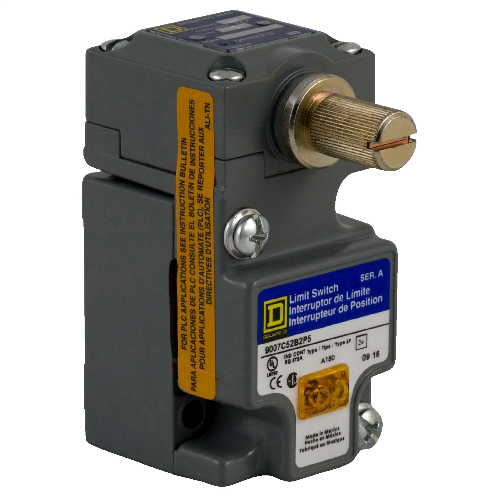 9007C52B2P5 Heavy Duty Standard Format Plug-In Limit Switch, 600 VAC, 10 A, 1NO-1NC Contact, 1 Poles