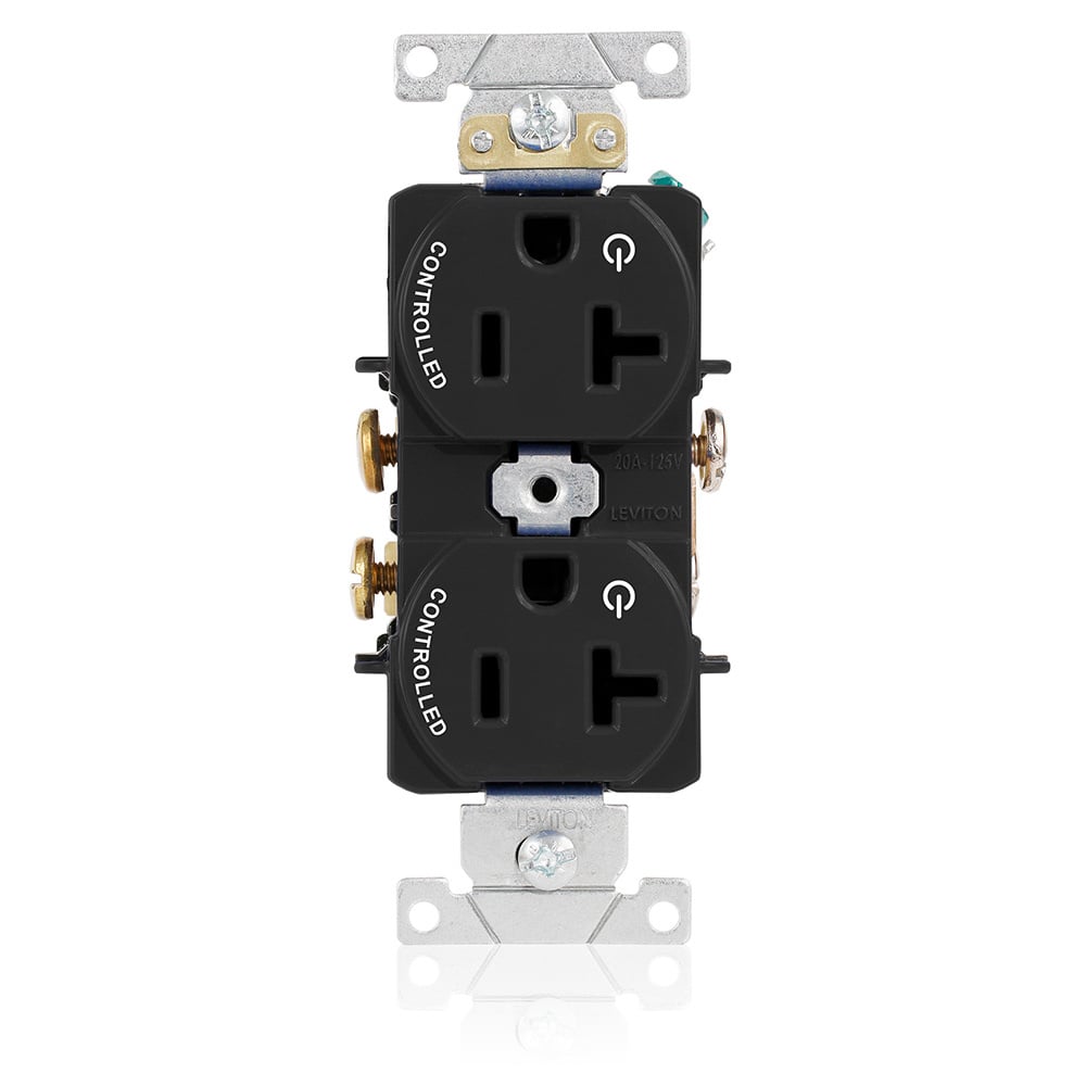 5362-S2I Heavy Duty Narrow Body Straight Blade Duplex Receptacle With 2 Plug Controlled Markings, 125 V AC, 20 A, 2 Poles, 3 Wires, Ivory