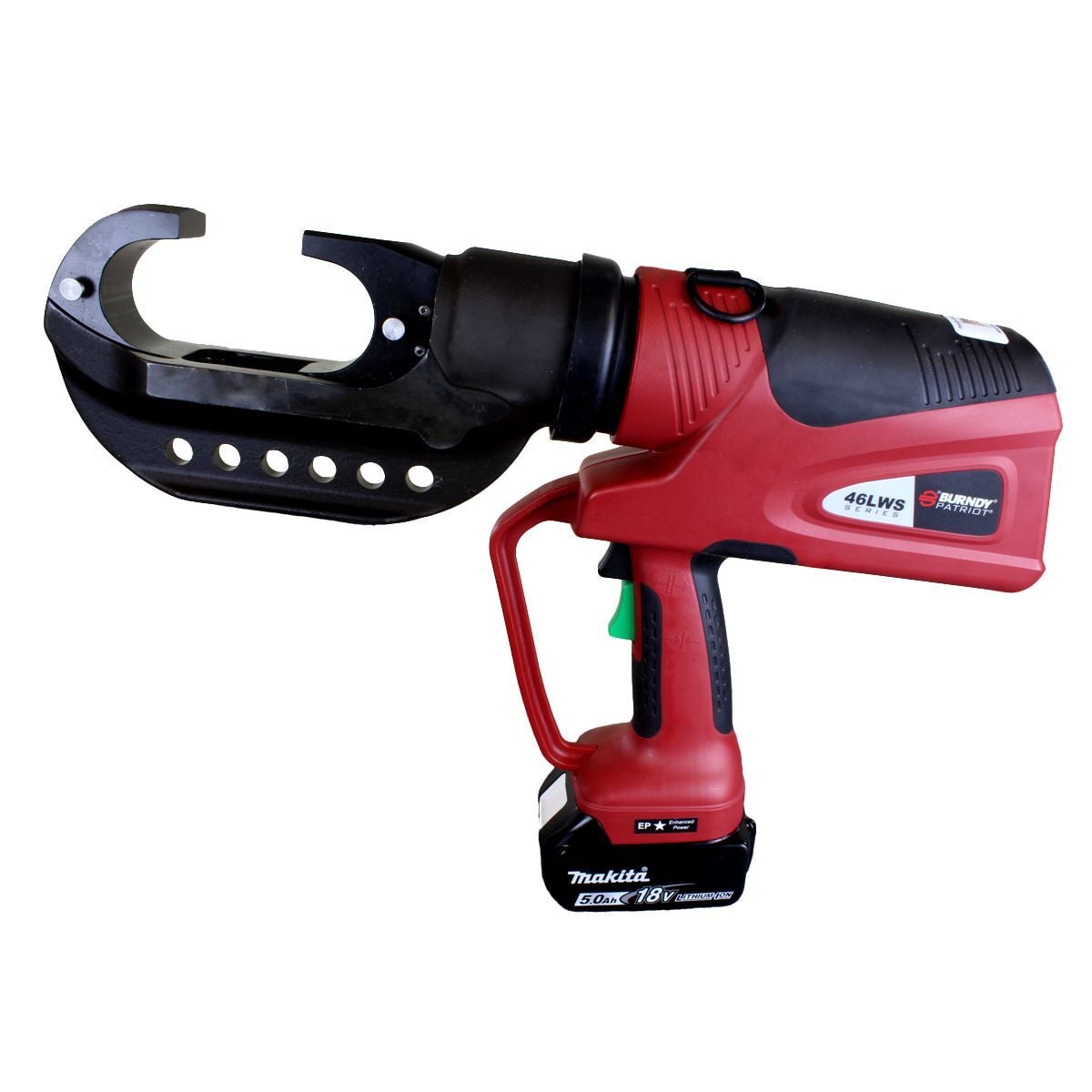 PAT46LWSL5 C-Head Cordless Crimper, 1500 kcmil Copper/Stranded, 8 AWG to 1250 kcmil Aluminum Crimping, 15 ton Crimping, 18 V DC, Li-Ion Battery, 18.44 in OAL
