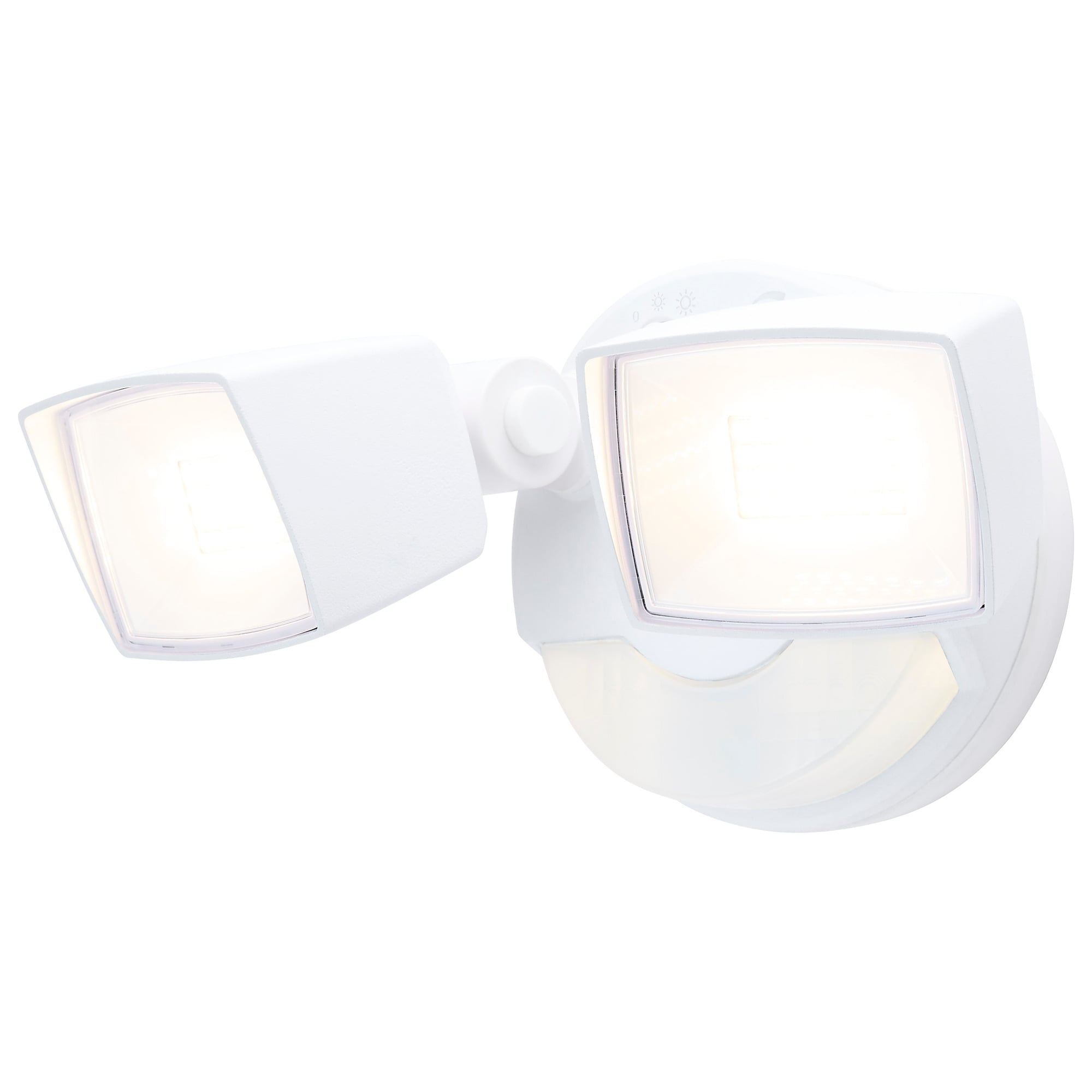 LED Security Light with Nightlight - PIR Sensor - Dual Head - Field Selectable - White Finish