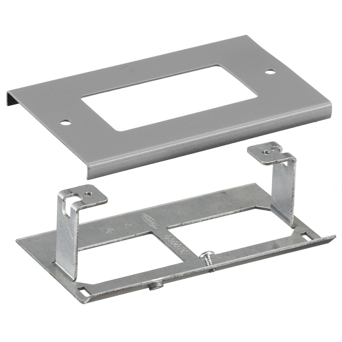 HBL3048RGY Decorator/GFCI Rectangular Standard Receptacle Cover Plate, For Use With HBL3000 Series Metal Raceway, Rolled Steel, Gray