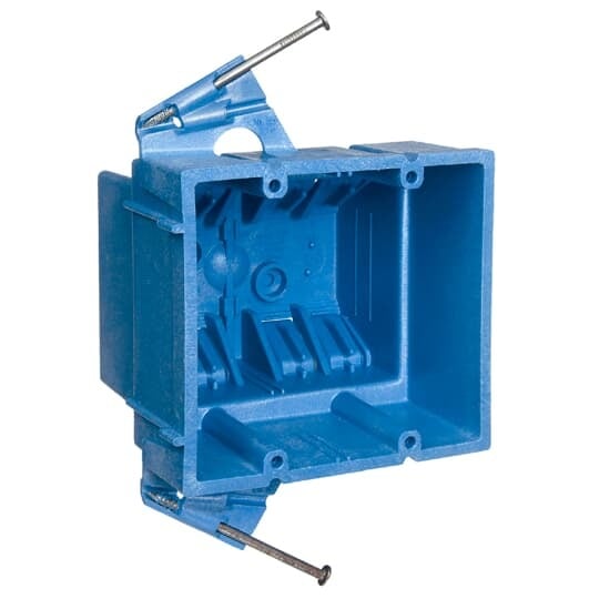 BH235A Carlon New Work Outlet Box, PVC, 35 cu-in Capacity, 2 Gangs, 3.55 in L x 2.11 in W x 3.5 in D