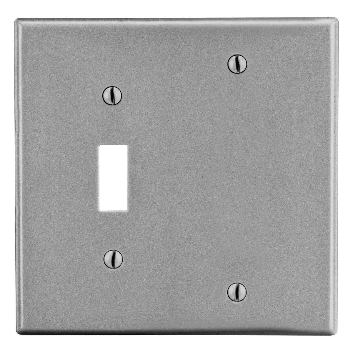 P113GY Non-Metallic Standard Wall Plate, 2 Gangs, 4.69 in W x 4.63 in H, Polycarbonate Thermoplastic, Gray