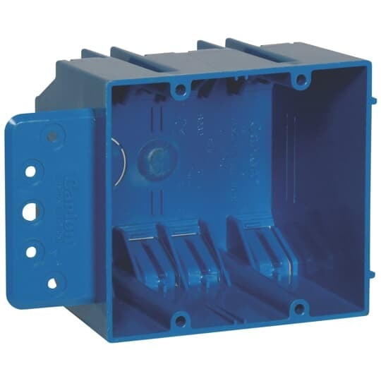B232BR Carlon New Work Outlet Box, PVC, 32 cu-in, 2 Gangs, 3-3/4 in L x 4 in W x 3 in D