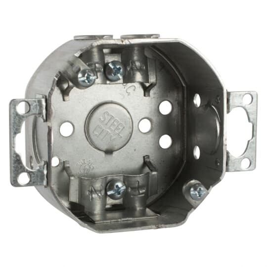 3-O-LCE Steel City Ceiling Box, Steel, 11.8 cu-in Capacity, 1 Outlets, 2 Knockouts, 1-1/2 in D