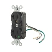 8300-LI 1-Phase Duplex Heavy Duty Grounding Slim Straight Blade Receptacle, 125 V AC, 20 A, 2 Poles, 3 Wires, Ivory