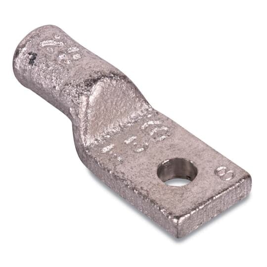 53112 Color-Keyed 53100 1-Hole Heavy Duty Non-Insulated Compression Lug Connector, 4/0 AWG Copper Conductor, Die Code: 66, 3/8 in Stud, Cast Copper