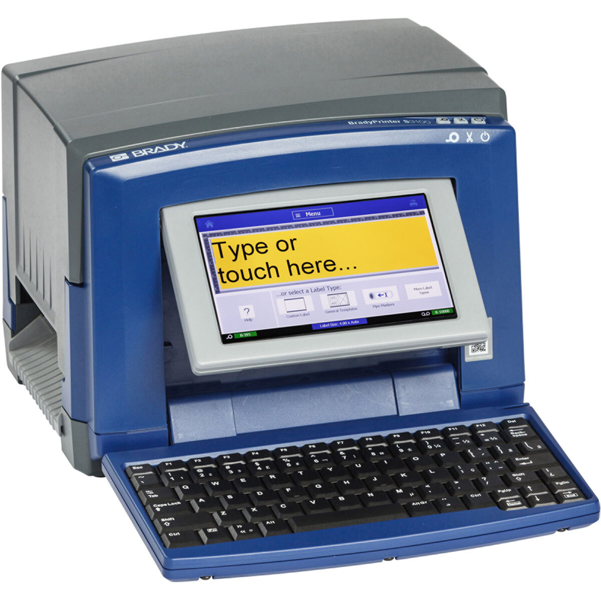 S3100-W Keyboard Barcode Capable Single Color Sign and Label Printer, Thermal Transfer Print, 4-1/4 in W Tape, 0.05 to 3.5 in Text Font, 110 to 240 V AC, Color Touchscreen Display