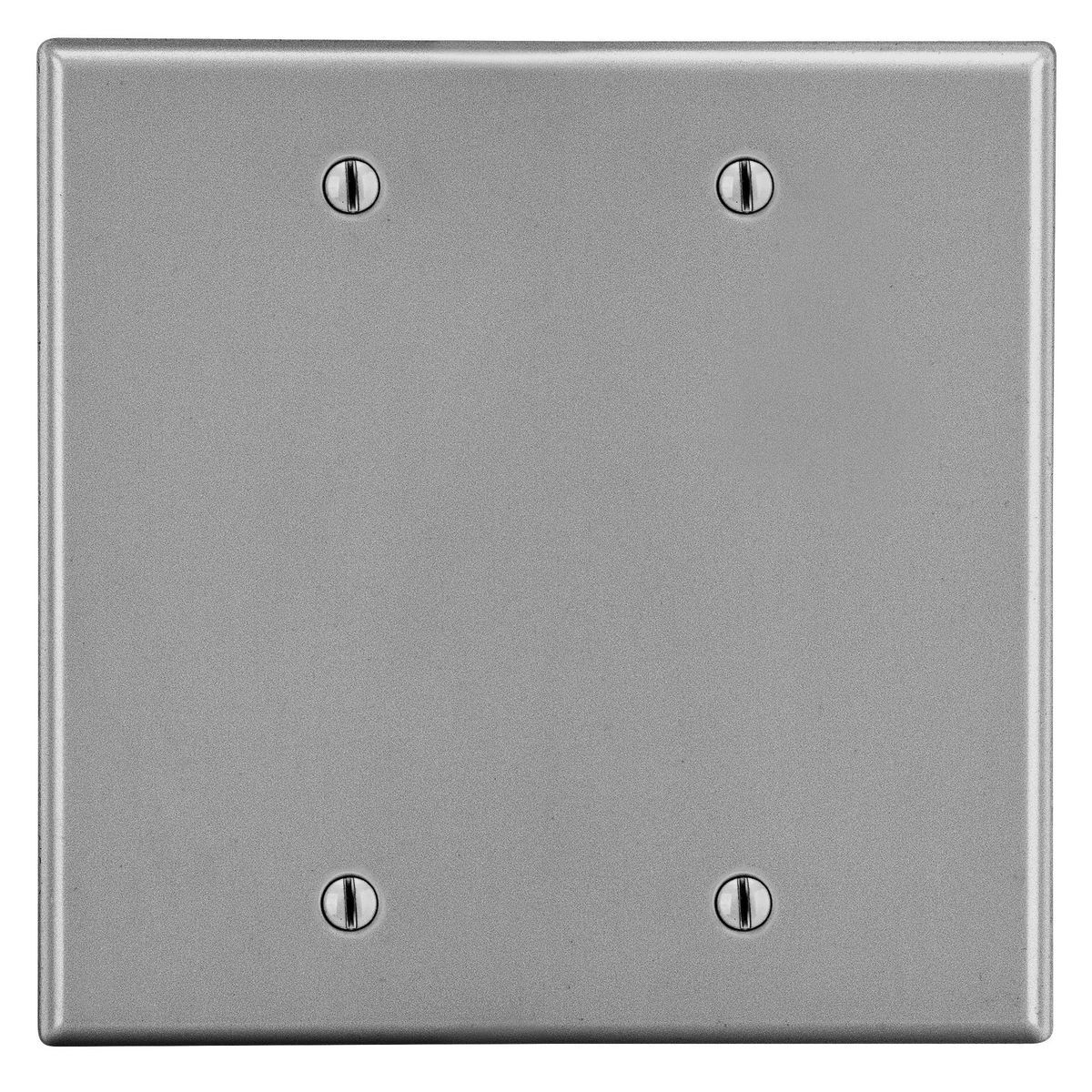 P23GY Non-Metallic Standard Blank Wall Plate, 2 Gangs, 4.69 in W x 4.63 in H, Polycarbonate Thermoplastic, Gray