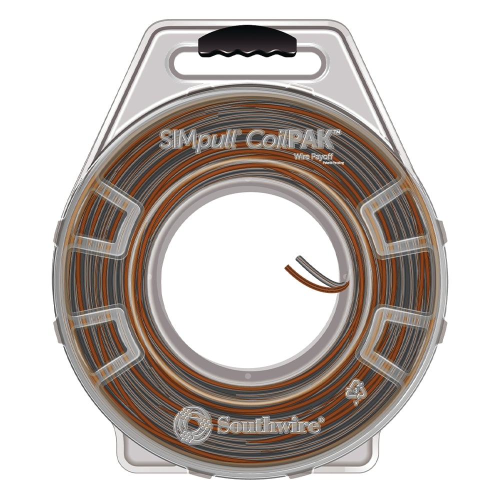 58725701 THHN Wire, 10 AWG, 2 Copper Conductors, 19 Stranded, Brown/Gray and Brown, 600 ft CoilPak