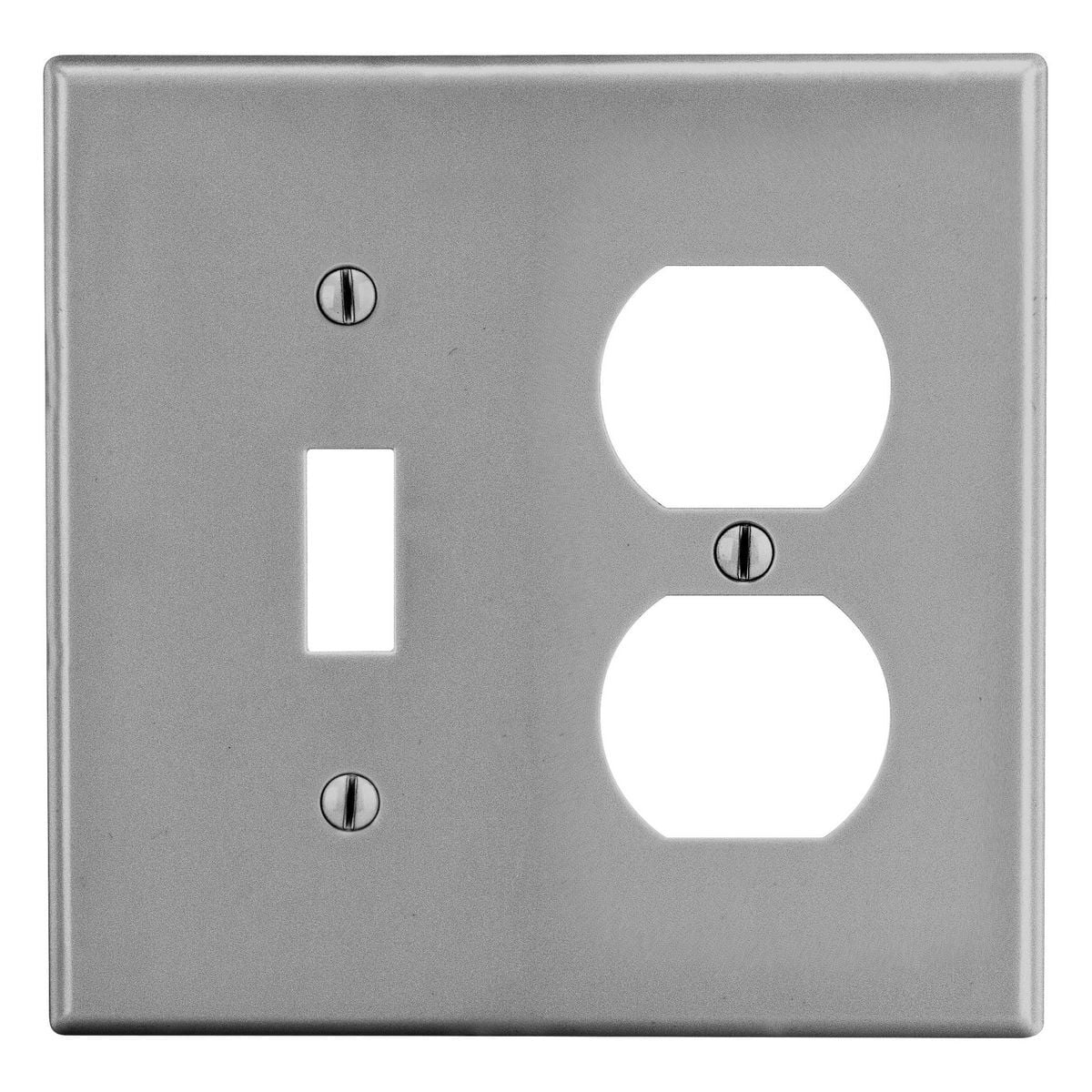 PJ18GY Mid-Size Non-Metallic Wall Plate, 2 Gangs, 5 in W x 4.94 in H, Polycarbonate Thermoplastic, Gray