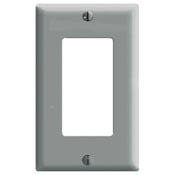80401-GY Decora Standard Size Wall Plate, 1 Gangs, 2-3/4 in W x 4-1/2 in H, Thermoset, Gray