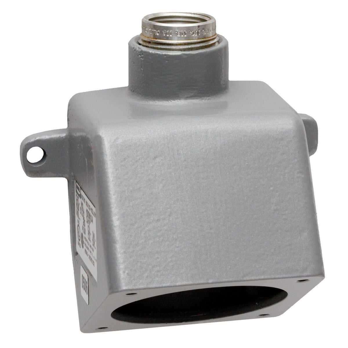 MB302W 1-Outlet, 30 deg Angled Back Box With 1 in NPT Hub Knockout, 4.87 in H x 3.4 in W x 2.94 in D, For Use With Insulgrip 30 A Pin and Sleeve Devices, Cast Aluminum