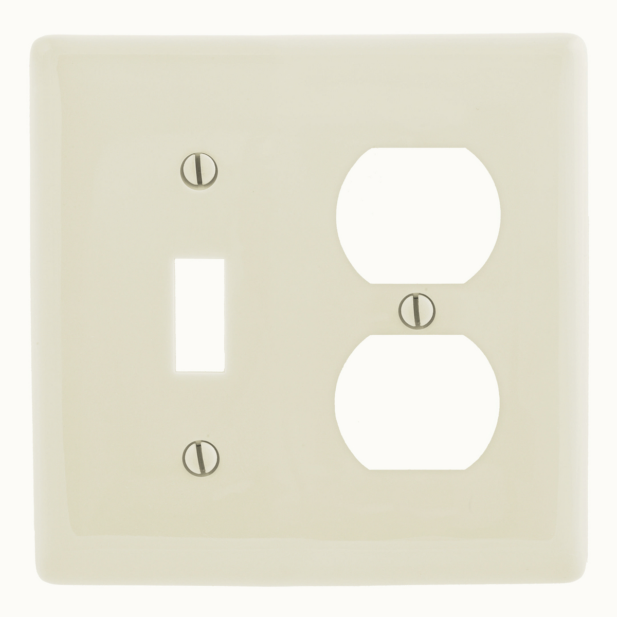 NP18LA Standard Combination Wall Plate, 2 Gangs, 4.68 in W x 4.63 in H, Nylon, Light Almond