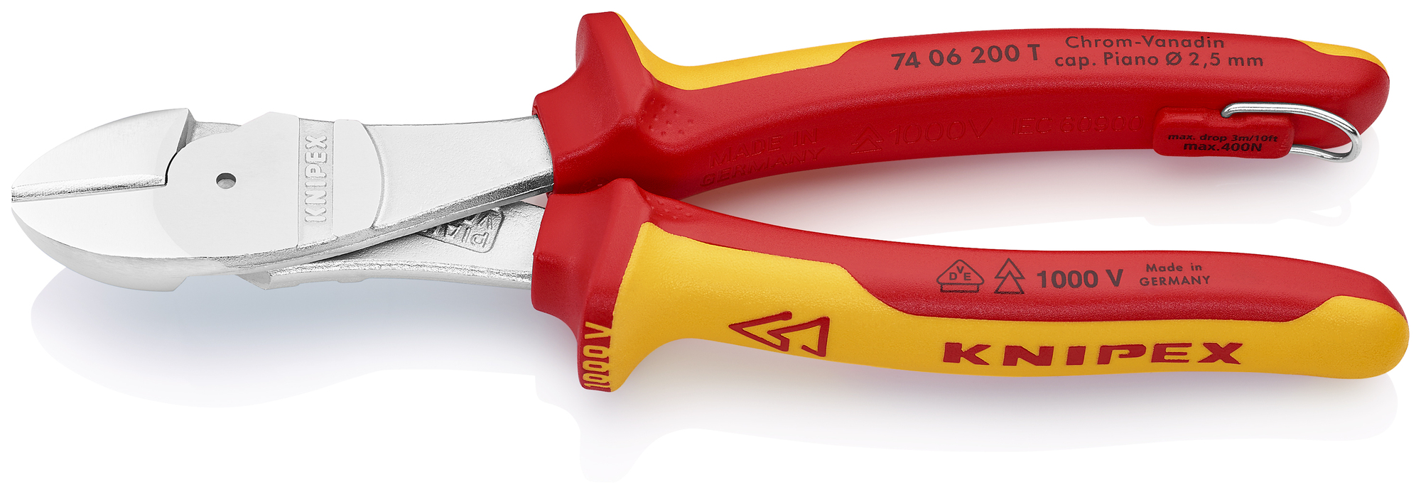 High Leverage Diagonal Cutters-1000V Insulated-Tethered Attachment, 8 in.