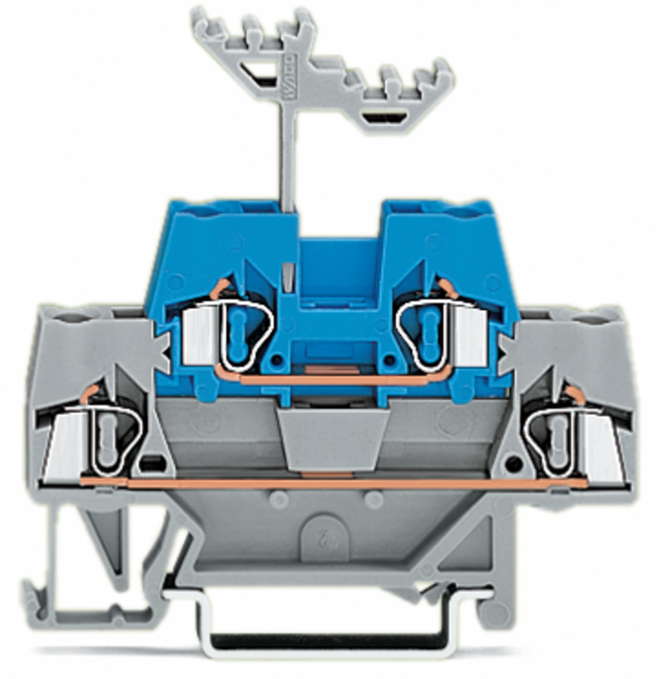 280-533 Operating Tool Deck Terminal Block, 500 V, 20 A, 28 to 12 AWG Wire, 2 Poles, DIN Rail Mount
