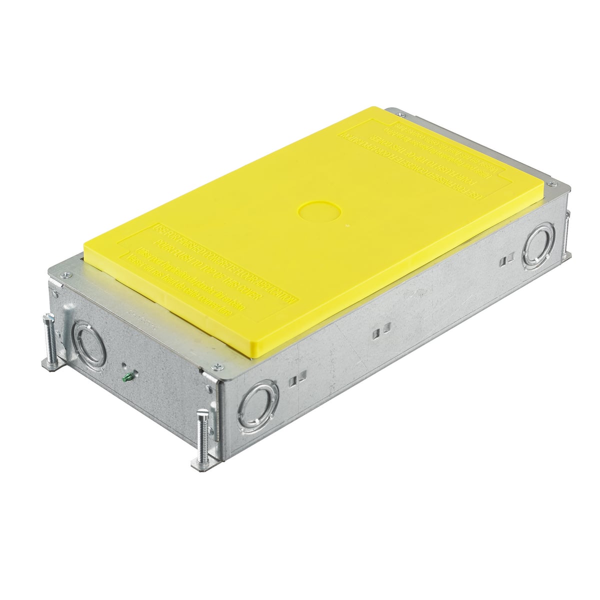 CFB2G25 CFB Above Grade Fully Adjustable Fabricated Recessed Standard Floor Box, Stamped Steel, 30 cu-in/Gang Capacity, 2 Gangs, (20) Knockouts, 6.62 in L x 13.8 in W x 2.5 in H