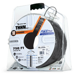 106100901445 PullPro Copper THHN Wire, 10 AWG, Stranded, Black, 750 ft
