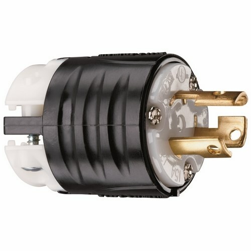 PSL515P 15 Amp NEMA L515 Plug - Black Back, White Front Body