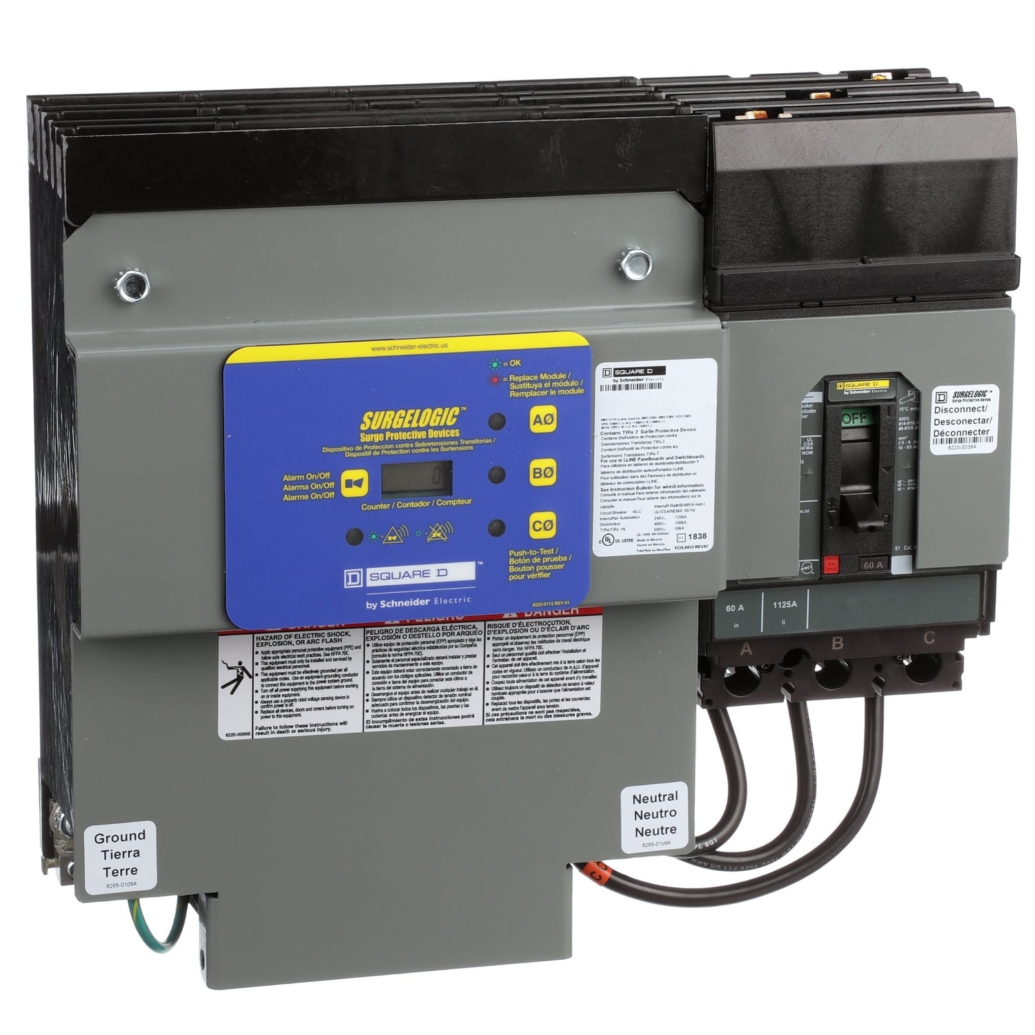HL4IMA12C1 Surgelogic IMA Type 1 Surge Protective Device, 480Y/277 V AC, 3 Poles, 200 kA SCCR, 3 ph